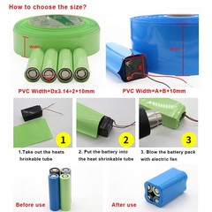 NEW 1M Blue PVC Heat Shrink Tube Sleeve for 18650 Battery Pack Insulation