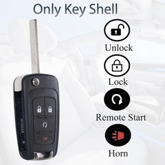 Replacement Flip Key Fob Shell Case for Sonic, Trax, Equinox, Encore, Terrain –