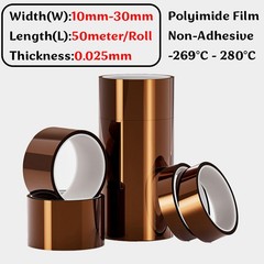 Kapton Polyimide Tape Film Heat Resistant Non-Adhesive Insulation 10-30mm Width