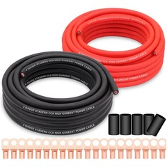 4 Gauge Wire Copper Clad Aluminum CCA 50FT 50FT, W/ lugs only