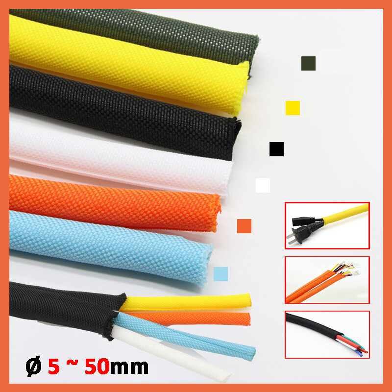 Braided Cable Sleeving Expandable Wire Harness Marine Auto Sheathing Self Close