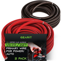 GearIT 1/0 Gauge Wire (25ft Each – Black/Red – 25ft Each,