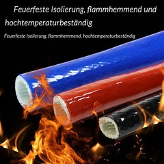 Silicone / Fibreglass Fire Sleeving Protective Heat Shield Sleeve Black/Red