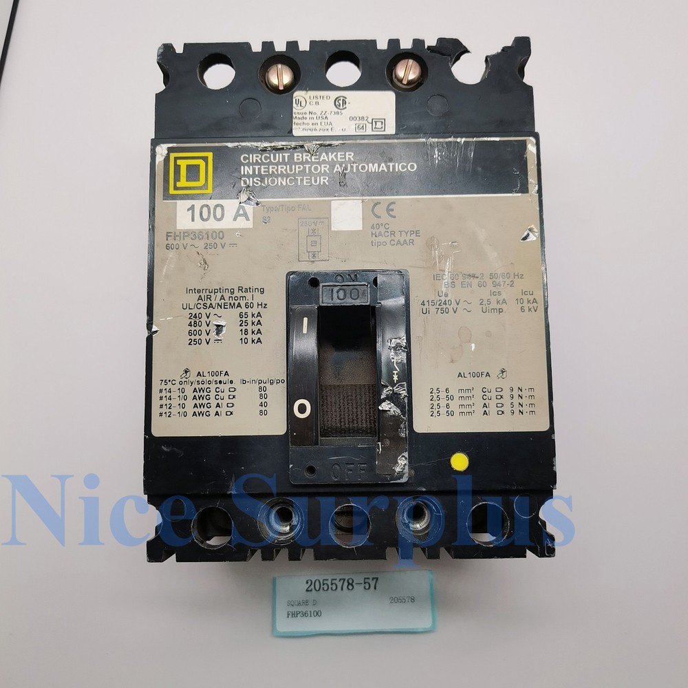(1 pcs) SQUARE D circuit breaker FHP36100 #205578-57