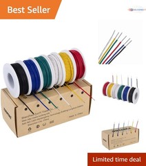 Solid Copper Hookup Wire 22 AWG 6 Colors 30ft for Electronics Breadboard