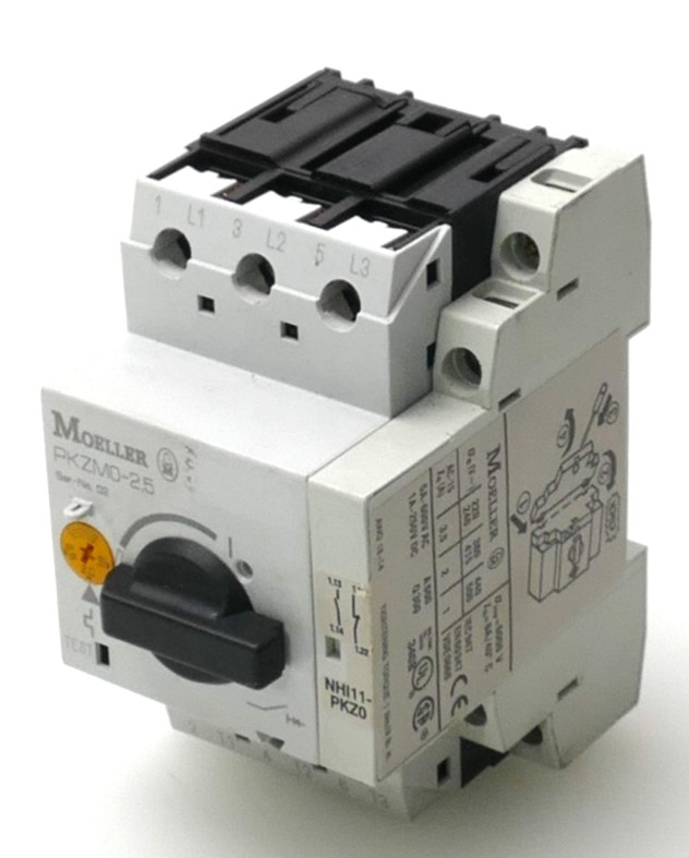Moeller Motor Circuit Breaker | PKZM0-2.5 + Auxiliary Switch | NHI11-PKZ0