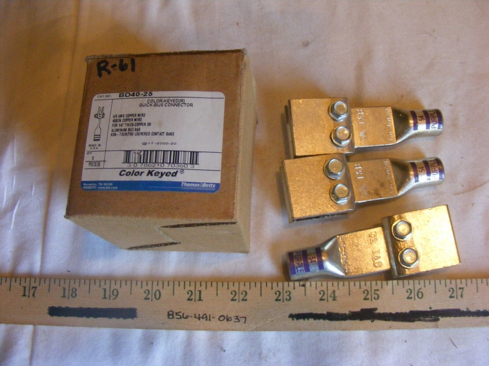 Thomas & Betts BD40-25 Color-Keyed(R) Quick-Bus Bar Connector NIB