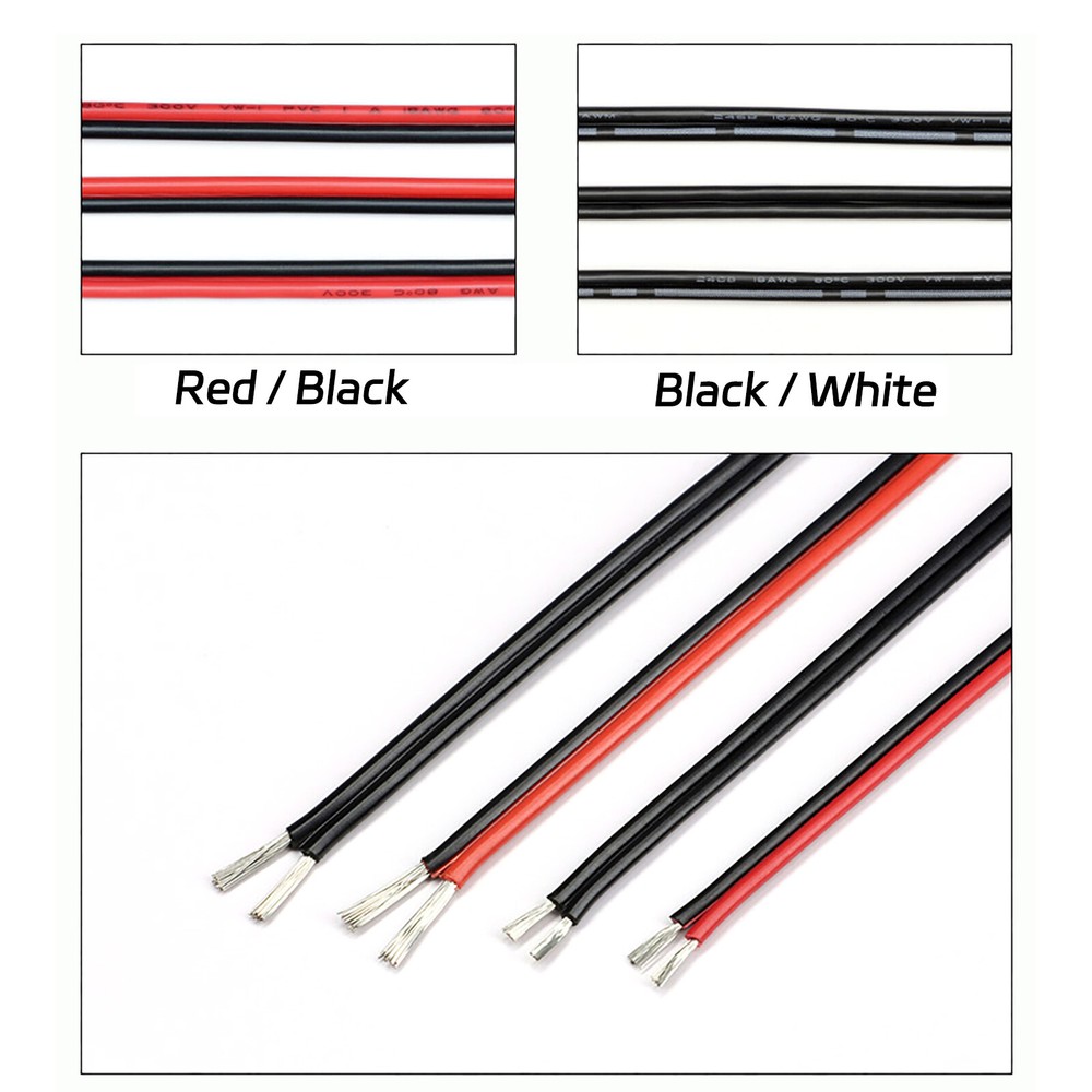 Twin Core PVC-Insulated Flexible Cables, 16-30 AWG Tinned Copper Wires