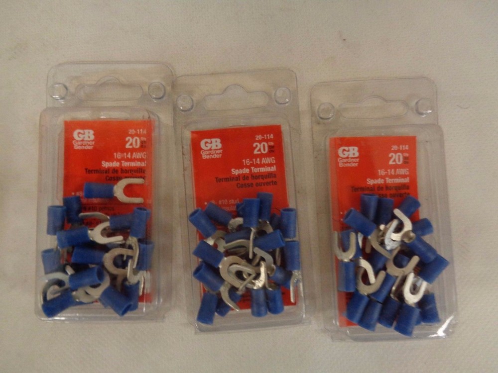 NEW LOT OF 3 GARDNER BENDER 20-114 16-14AWG SPADE TERMINAL #8-10 STUD