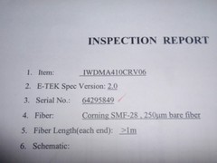 E-TEK OPTICAL ISOLATOR, 1480/1550nm WDM BACKWARD PUMPED