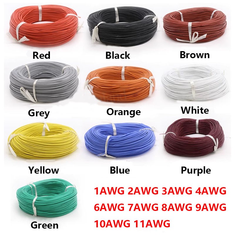 1-11 AWG Silicone Stranded Flexible Cable Wire Gauge 0.08mm Tinned Copper Wires
