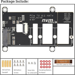 Pcie M.2 HAT+ for Raspberry Pi 5, Nvme SSD PIP Pcie Peripheral Board with Extra