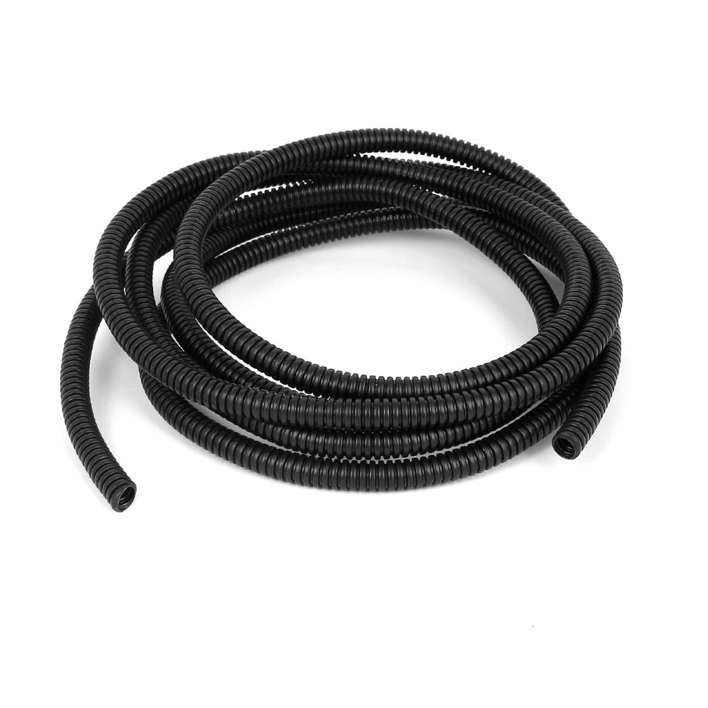 2.97 M 7×10 mm Plastic Corrugated Conduit Tube for Garden,Office Black
