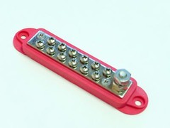 12 Point Busbar – 180A / 48Vdc (Red – High Quality)