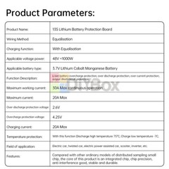 13S 48V 30A 18650 Li-ion Battery Protection Board BMS with Balance for E-Bike