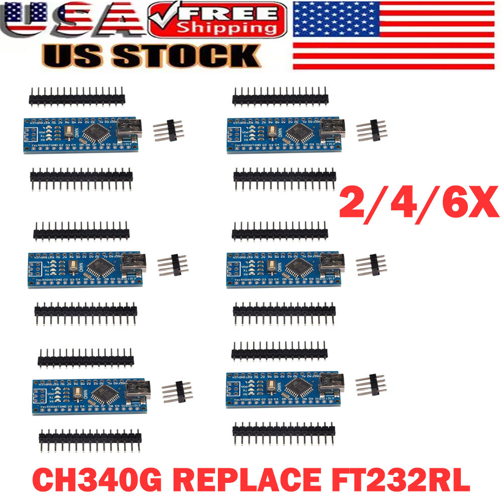 2/4/6PCS Nano V3.0 Mini USB ATmega328P-AU CH340 5V Board USB For Arduino NEW