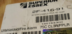 Superior Essex 2F-41x-91 12/2C Solid Riser Fire Alarm/Security Cable Red /50ft