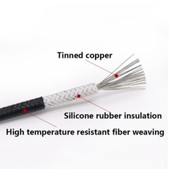Silicone Rubber High Temp 250℃ Cable Fiberglass+Resin Braided Tinned Copper Wire