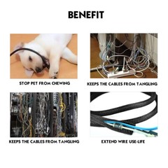 Split Braided Cable Sleeve Self-Wrap Wire Loom for Auto Harness Protection Black