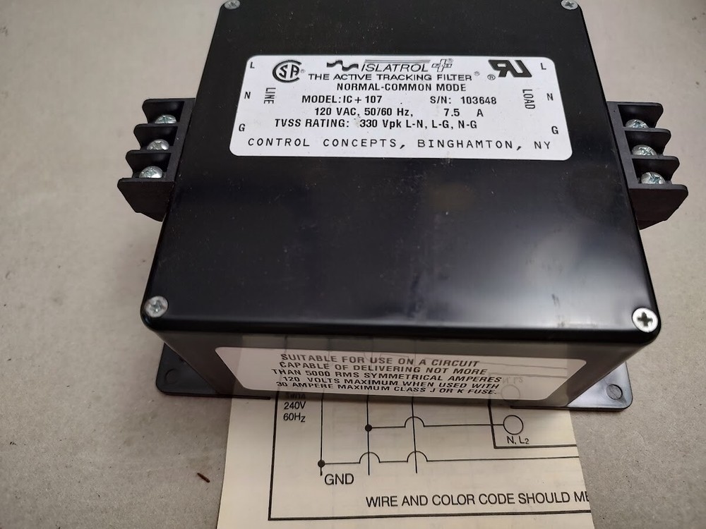 Control Concepts IC+107 Islatrol Active Tracking Filter 120VAC, 7.5A