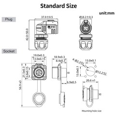 LP12 5 Pin Right Angle IP68 Waterproof Connector Aviation Electrical Plug