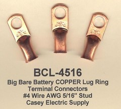 100 Pc Big Bare Battery Ring Terminal Connector KIT #1- #8 Wire 5/16″ Stud MOLEX