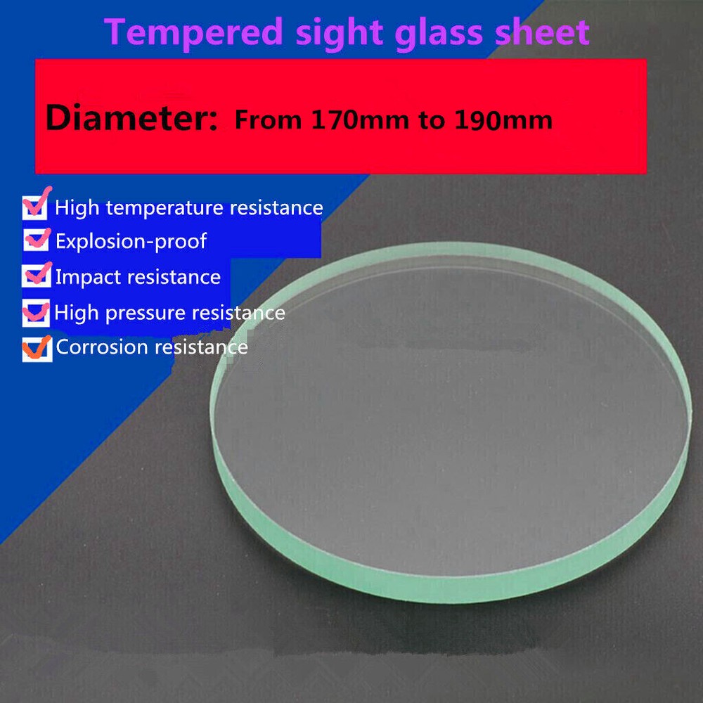 1Pc Tempered Sight Glass Sheet Circle Observation Lens Dia. 170mm to 190mm