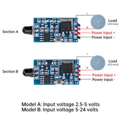 Infrared Remote Control With Receiver Module 5-12 Meters DC2.5V-5V DC5V-24V