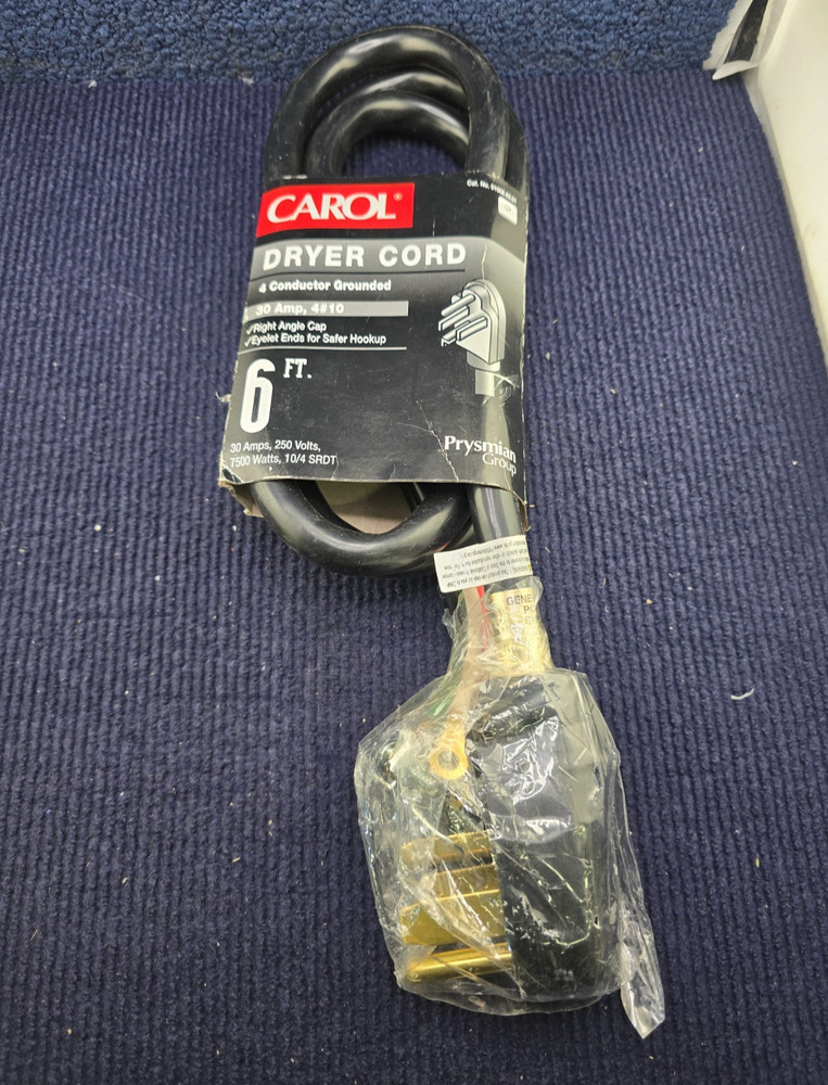 CAROL 01006.63.01: DRYER CORD 6 FEET 4 CONDUCTOR GROUNDED