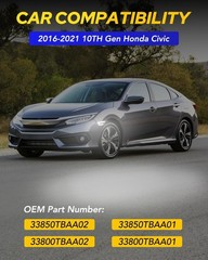 LED Side Marker Lights for 10 Gen Civic 2016-2021 Switchback White Smoked Len