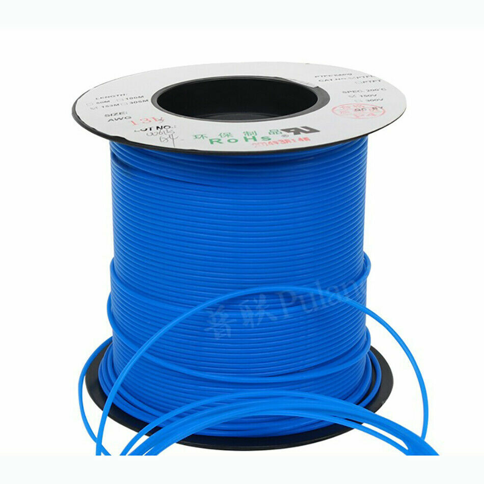 Blue 0.3/0.56mm-3.38mm 30L/28/26L/24/21L-8L ID 150V L-Type AWG PTFE Tube Tubing