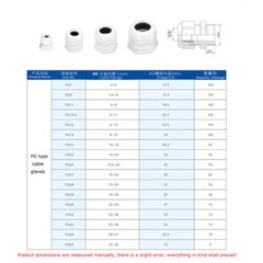 Waterproof Cable Gland Connector IP68 White Black Nylon Plastic PG-7/9/11~36/42