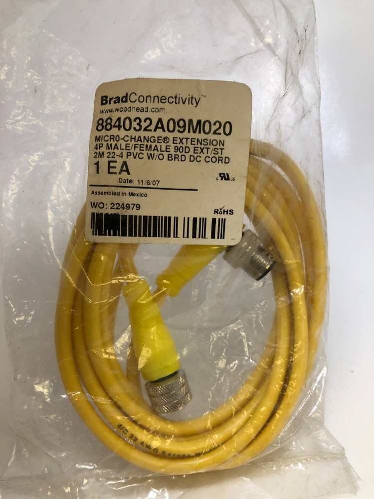 BRAD CONNECTIVITY 884032A09M020, MICRO-CHANGE Extension 4P M/F 2m NEW