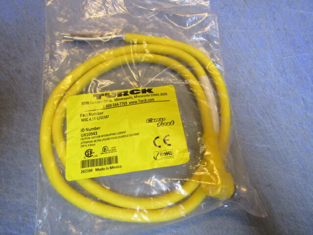 1 – TURCK Cordset WSC 4.5T-1 / S1587 ID # U10943. NEW in Package