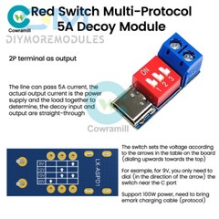 Type-C PD Fast Charging Decoy Trigger Module 5V 9V 12V 20V Adjustable Voltage 5A