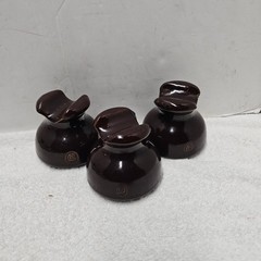 Set of 3 OB Ohio Brass Brown Ceramic Telephone Pole Insulator Caps