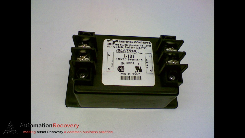 CONTROL CONCEPTS I-101 ISLATROL NOISE FILTER 120VAC 50/60HZ 1A #152250