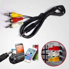 5FT Audio Video AV 3.5mm Aux to 3 RCA Composite Cable for Camera Camcorder to TV