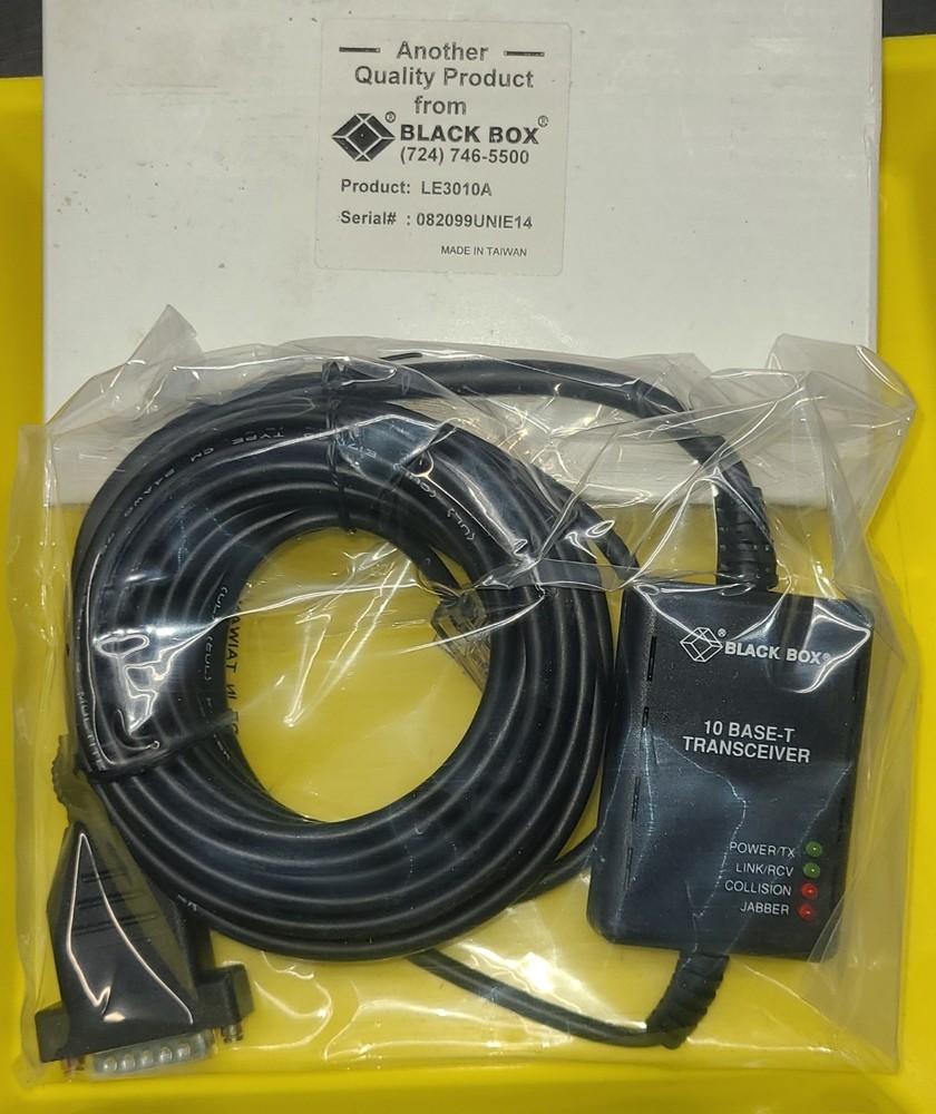 Black Box LE3010A 10 Base-T Transceiver Mini 10BT w/ Cable