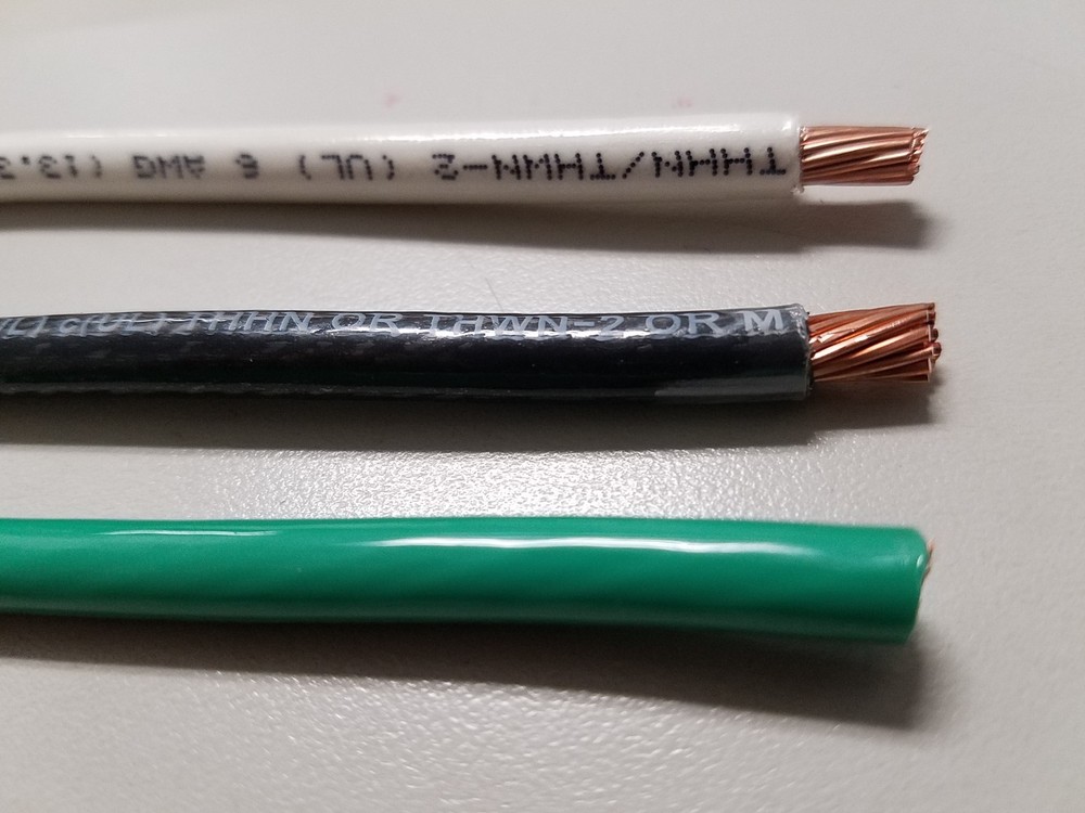 20′ EA THHN THWN 6 AWG GAUGE BLACK and WHITE COPPER WIRE + 20′ 10 AWG GREEN