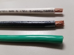 20′ EA THHN THWN 6 AWG GAUGE BLACK and WHITE COPPER WIRE + 20′ 10 AWG GREEN