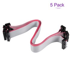 5 Pack Long 30CM 2.54MM Flat Ribbon Cable IDC 20 Pin Connector