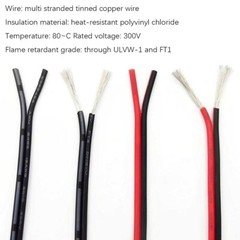 Twin 2-Core PVC Car Audio Cable 16~28 AWG Tinned Copper Stranded Electrical Wire
