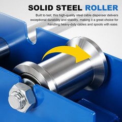 Cable Drum Reel Dispenser Adjustable Cable Roller Stand Load 3307 LBS Capacity