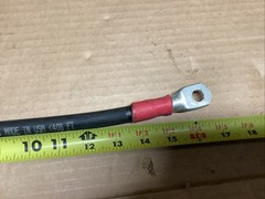 1/0 AWG Gauge Custom Battery Cable Copper 16 Inches Long 3/8 In. Bolt Hole