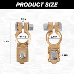 Car Battery Terminal Connector Kit, Pure Copper Positive and Negative Cable Ends