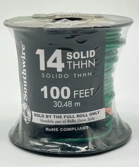 Southwire 600v Green THHN 14 Gauge Solid Wire, 100′ Single Wire Spool New
