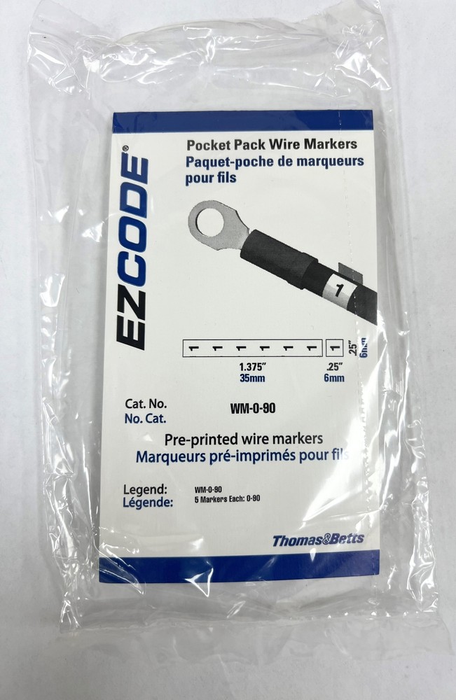 WM-0-90, Thomas & Betts, Standard Wire Marker Books,Vinyl Cloth 5 Pages,0 – 45