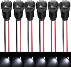 6Pcs White LED Indicator Indicator Light AC DC 12 24V 10mm Mounting Hole Flame