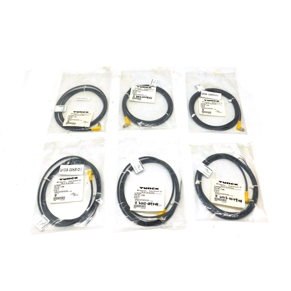(Lot of 6) NEW Turck PSW 3M-2/S90 24AWG Male Picofast Cordset 4A 125V DC/AC
